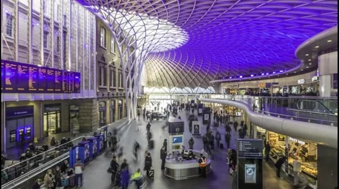 Timelapse of interior of King's Cross station in London Stock Footage 51002075