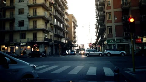 Timelapse at an intersection in the center of Salerno Stock Footage 150204481