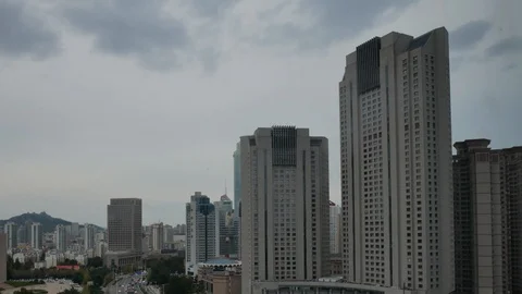 Timelapse of an intersection in Qingdao, China. Afternoon to evening transition. Stock Footage 88630390