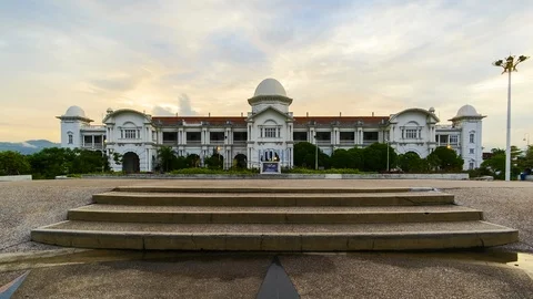 Timelapse of Ipoh Train Station during Sunset at Ipoh,Malaysia.1080HD.Prores. Stock Footage 93145348