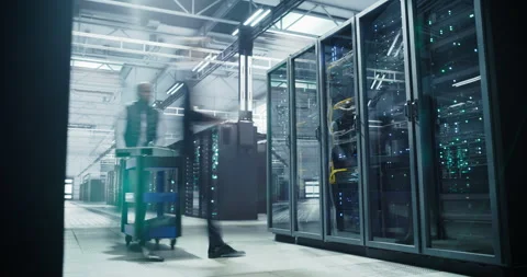 Timelapse IT Specialists Working in Data Center Stock Footage 320867223