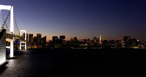 TImeLapse - Japan Tokyo landscape. Day to night. Zoom-in Stock Footage 166326474