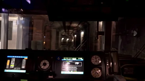 Timelapse of Japanese Train Driver Cab with Automatic Train Control (ATC) active Stock-Footage 196009072