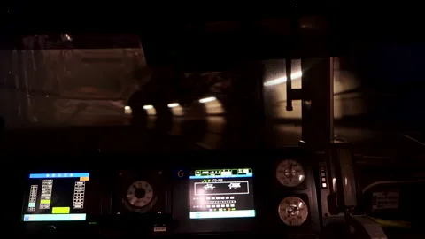 Timelapse of Japanese Train Driver Cab with Automatic Train Control (ATC) active Stock-Footage 196009079