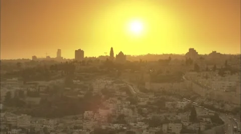 Timelapse Jerusalem City Sunset Vídeo Stock 12761380