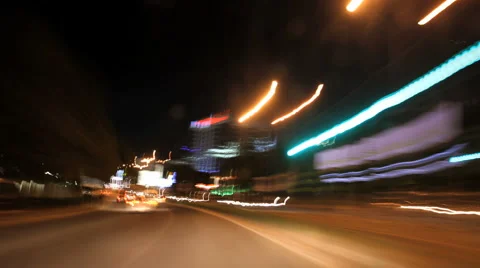 Timelapse Johannesburg Traffic along Rivonia at Night GFTHD Stock Footage