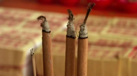 Timelapse joss sticks burning Video stock 11590798