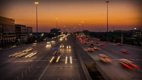 Timelapse katy freeway sunset Stock Footage 86842141
