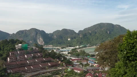 Timelapse Koh Phi Phi from a high vantage point. 스톡 동영상 228390126