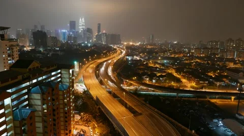 Timelapse of Kuala Lumpur in midnight Stock Footage 47408015