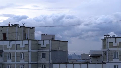 Timelapse of Kyiv city. Movement of clouds in the sky. Troyeshchyna district. Stock Footage 230995750