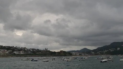 Timelapse of La Concha Beach, San Sebastian, Spain Stock Footage 91609865