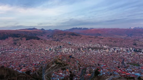Timelapse La Paz at sunset, a view of the city from a height. Bolivia. Stock Footage 144724176