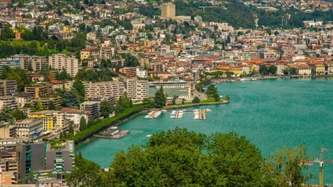 Timelapse of LAC Lugano Arte e Cultura in Lugano, Switzerland, Ticino Stock Footage 278006926