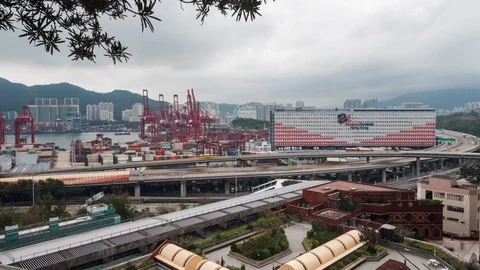 Timelapse Lai King Container Harbour, Hong Kong Stock Footage 92080062