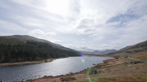 Timelapse of lake and clouds at Capel Curig, Wales. 4K Stock Footage 86603657