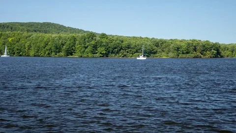 Timelapse of Lake Boats Stock Footage 70397917