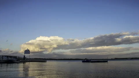 Timelapse of lake with clouds and boat plau am see germany Stock Footage 155151995
