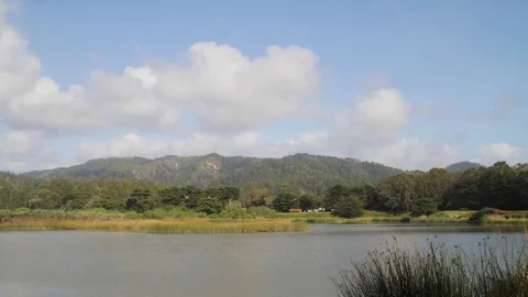 Timelapse of lake clouds and hills 動画素材 76441905