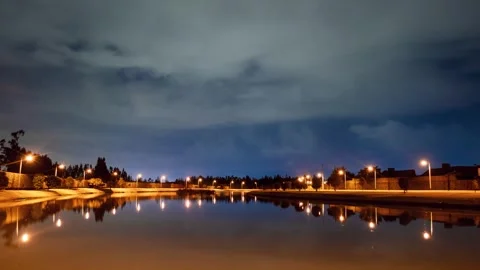 TimeLapse of a lake with clouds during night 4K 30fps Stock Footage 263512390
