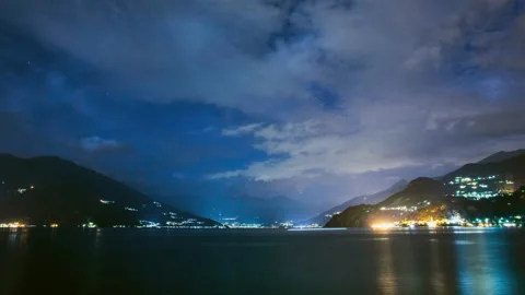 Timelapse of lake Como at night Stock Footage 168769272