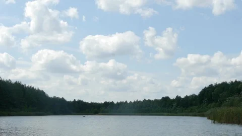 Timelapse lake forest sky clouds Stock-Footage 114414514