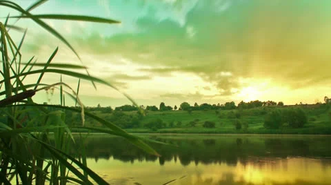 Timelapse lake sunrise in FullHD Stock Footage 24684898