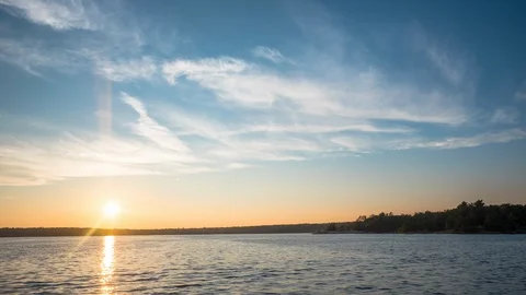Timelapse of a lake at sunset in Calgary Stock Footage