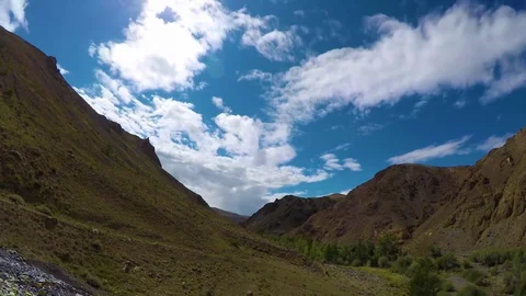 Timelapse landscape with clouds moving over mountains - Altay Russia, 4k Stock Footage 79230207