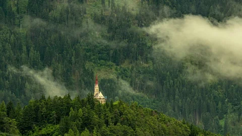Timelapse of the landscape of the Maria Locherboden sanctuary Stock Footage 166317417