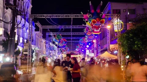 Timelapse landscape night view with light illumination on the colonial arch.. Stock Footage 231633827