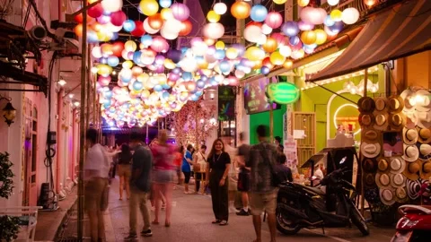 Timelapse landscape night view with light illumination on the colonial architect Stock Footage 231654173