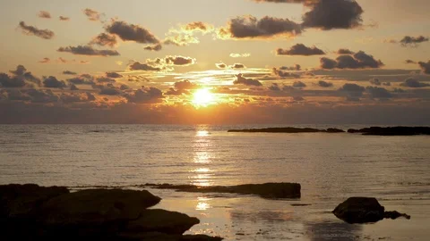 Timelapse. Landscape sea at sunset with clouds Stock Footage 121726614