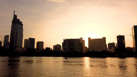 Timelapse landscape sunset to night of Ho Chi Minh city or Sai Gon Stock Footage 109519478