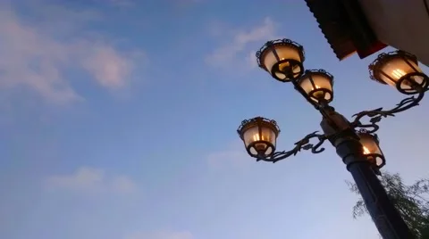 Timelapse lantern from day to night Stock Footage 63475338