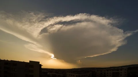 Timelapse Large Cloud And Sun Stock Footage 117127795