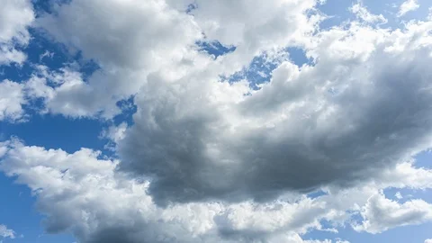 Timelapse of large clouds forming cloudscape on blue sky Stock Footage 114582035