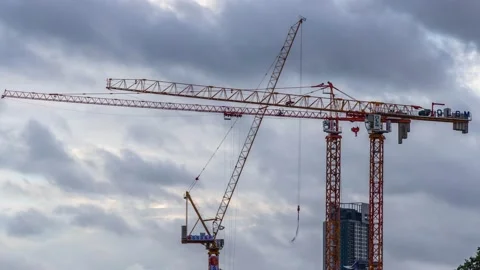 Timelapse Large construction sites are crowded with cranes Stock Footage 148152173