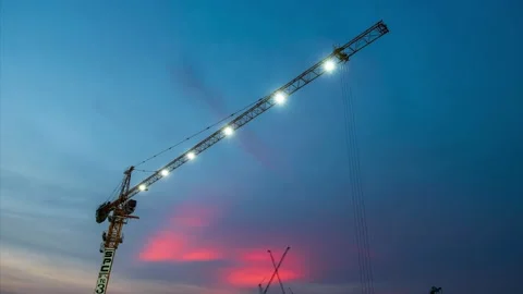 Timelapse Large construction sites are crowded with cranes Stock Footage 150379949