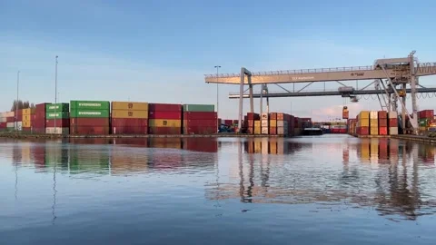 Timelapse of large inland container terminal Stock-Footage 152343376