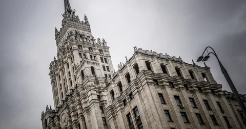 Timelapse to a large public and public, scientific tall building Stock-Footage 129535804
