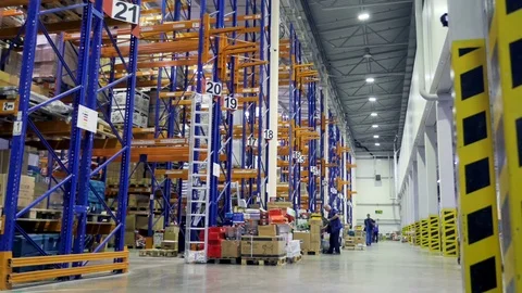Timelapse of a large warehouse during work. Stock Footage