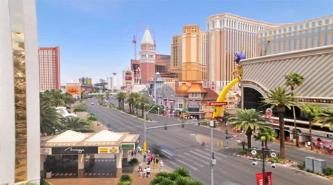 Timelapse of a Las Vegas intersection with the Casino Royale and a large Stock Footage 52324281
