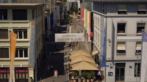 Timelapse Lausanne Flon District Stock Footage 93400960
