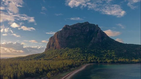 Timelapse Le Morne Mountain at Mauritius island Stock Footage 113022869