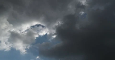 Timelapse of light and dark clouds in a blue sky on a summer day Stock Footage 253477513