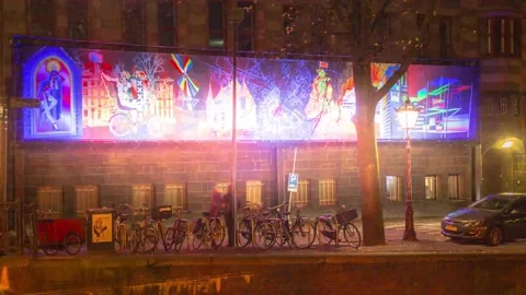 Timelapse of a light up board, Amsterdam Stock Footage 147729403