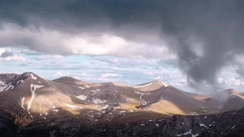 Timelapse of the light patches on Mount Olympus mountain's in Greece Stock Footage 133732152