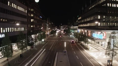 Timelapse light trail city night Stockholm 03 Stock-Footage 73450824