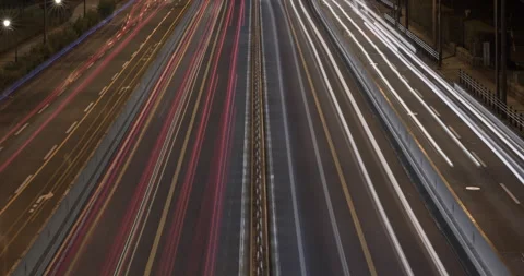 TimeLapse - Light trails on motorway highway at night, Long exposure Stock Footage 160197588